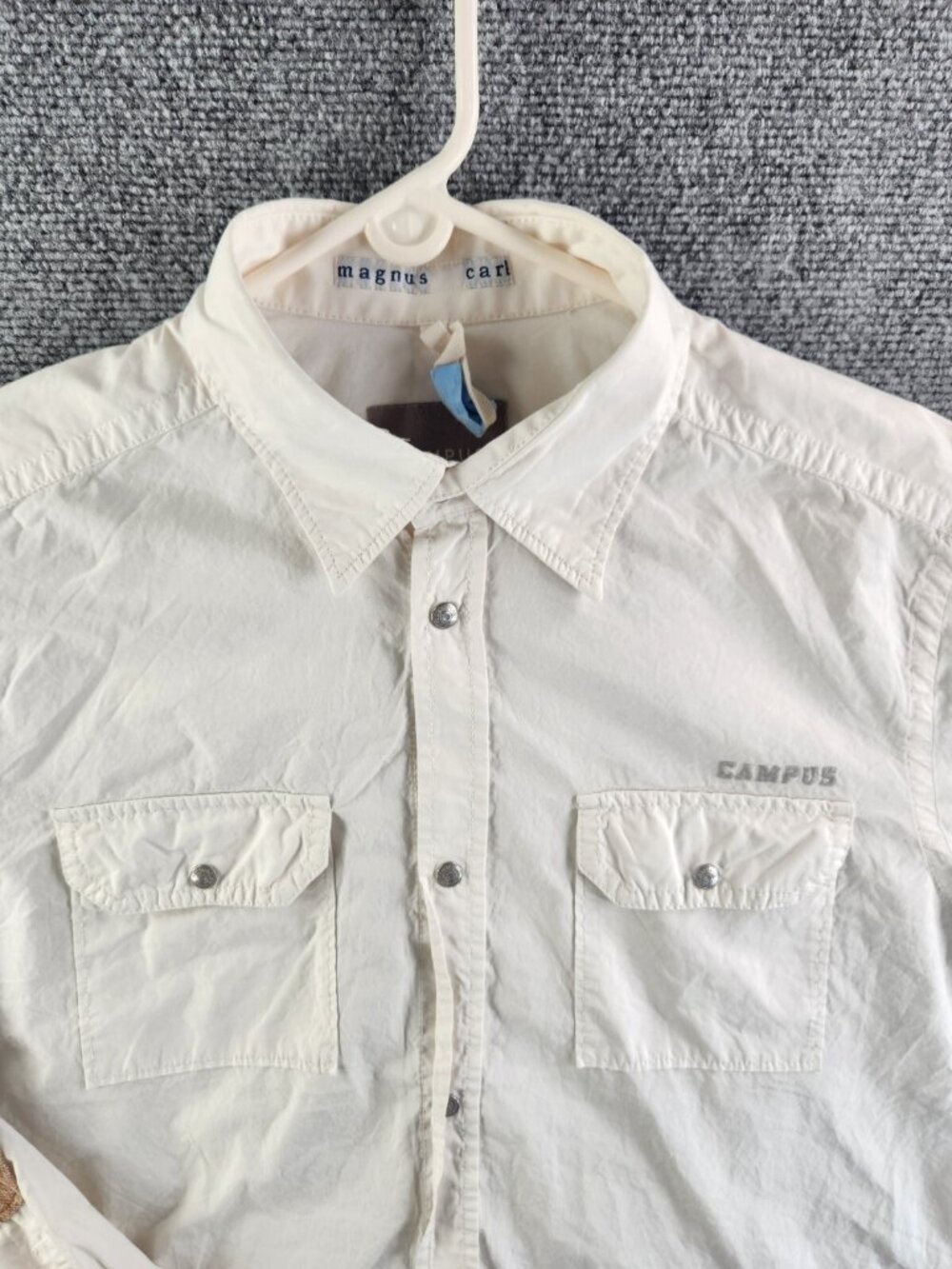 VTG Campus By Marc O Polo XL Germany Made Snap Up Long Sleeve Elbow Patch White